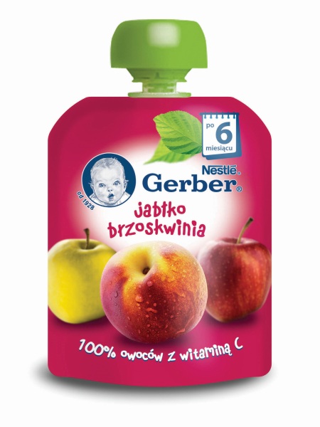 Пюре детское Gerber Яблоко и персик, 6m+, 90 гр
